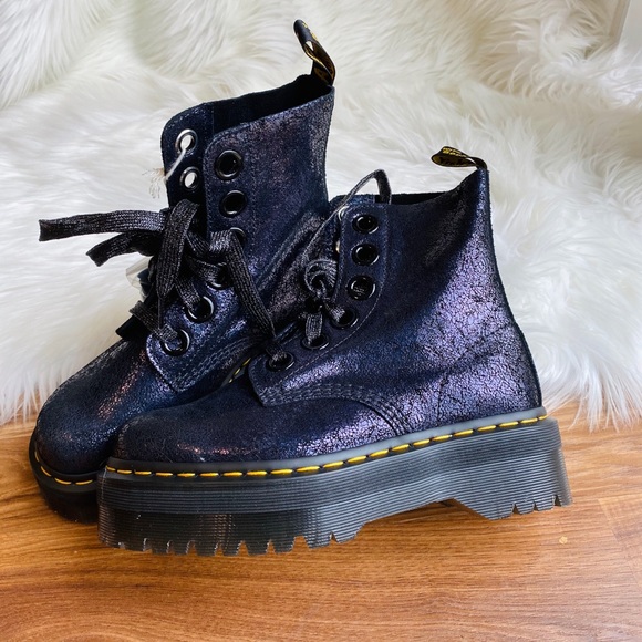 Dr. Martens Molly Crackle Suede Platform Boots - Picture 4 of 8